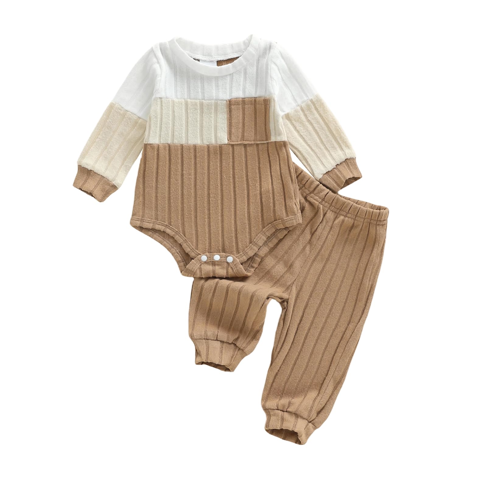 Giraropa Newborn Baby Boy Clothes Rib Knit Romper Jumpsuit Solid Sweater Sweatsuit 2Pcs Joggers Pant Set Fall Winter