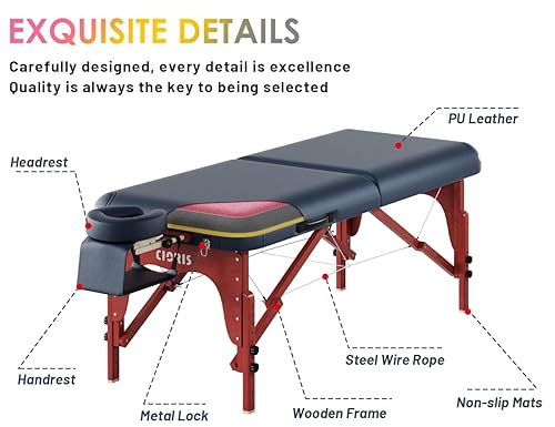 Miniatura 100 de CLORIS Mesa de masaje profesional de 84 pulgadas, portátil, 3 plegables, ligera, para salón facial, spa, cama de tatuaje, altura ajustable con bolsa
