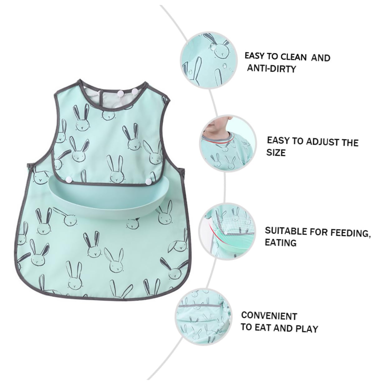 Abaodam 2 Set Bavaglino Grembiule Del Bambino Bambino Che Mangia Grembiule Manica Lunga Infantile Forniture Per Bambini Saliva Asciugamani Impermeabile Del