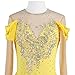 JRUIA Yellow,11_13Years,Women's/Girls' Decals Figure Ice Skating Costume Handmade Elasticity Competition Artistic Gymnastics Wear Long Sleeve