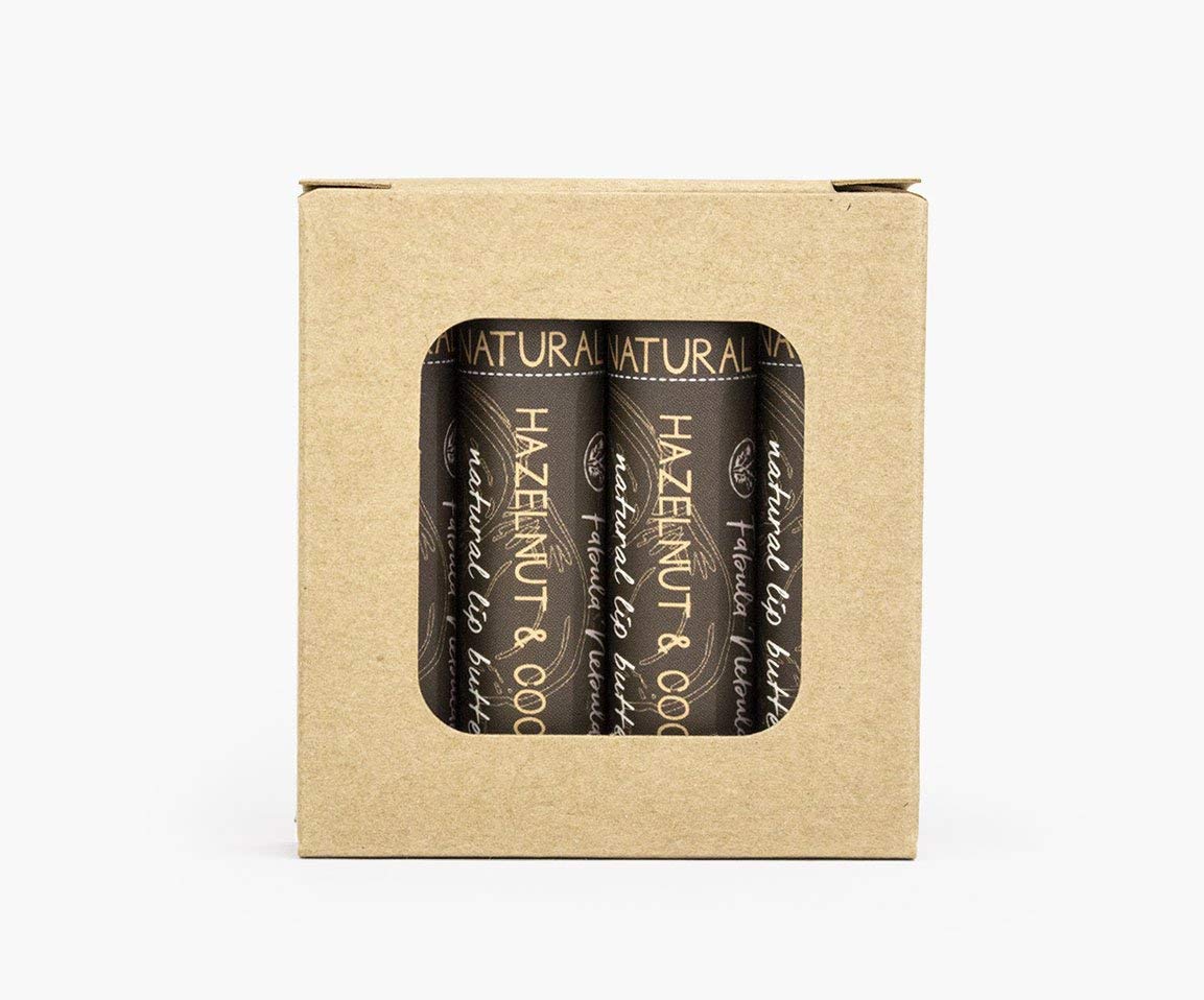 Hazelnut & Cocoa Flavor Petroleum Free, Natural Lip Balm Four Pack (4-Pack)