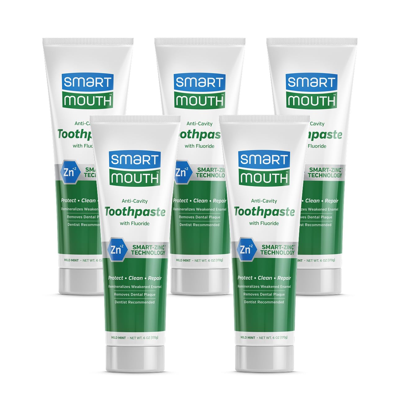 SmartMouth Premium Toothpaste for Elite Oral Health Protection 6 oz Each 5 Pack