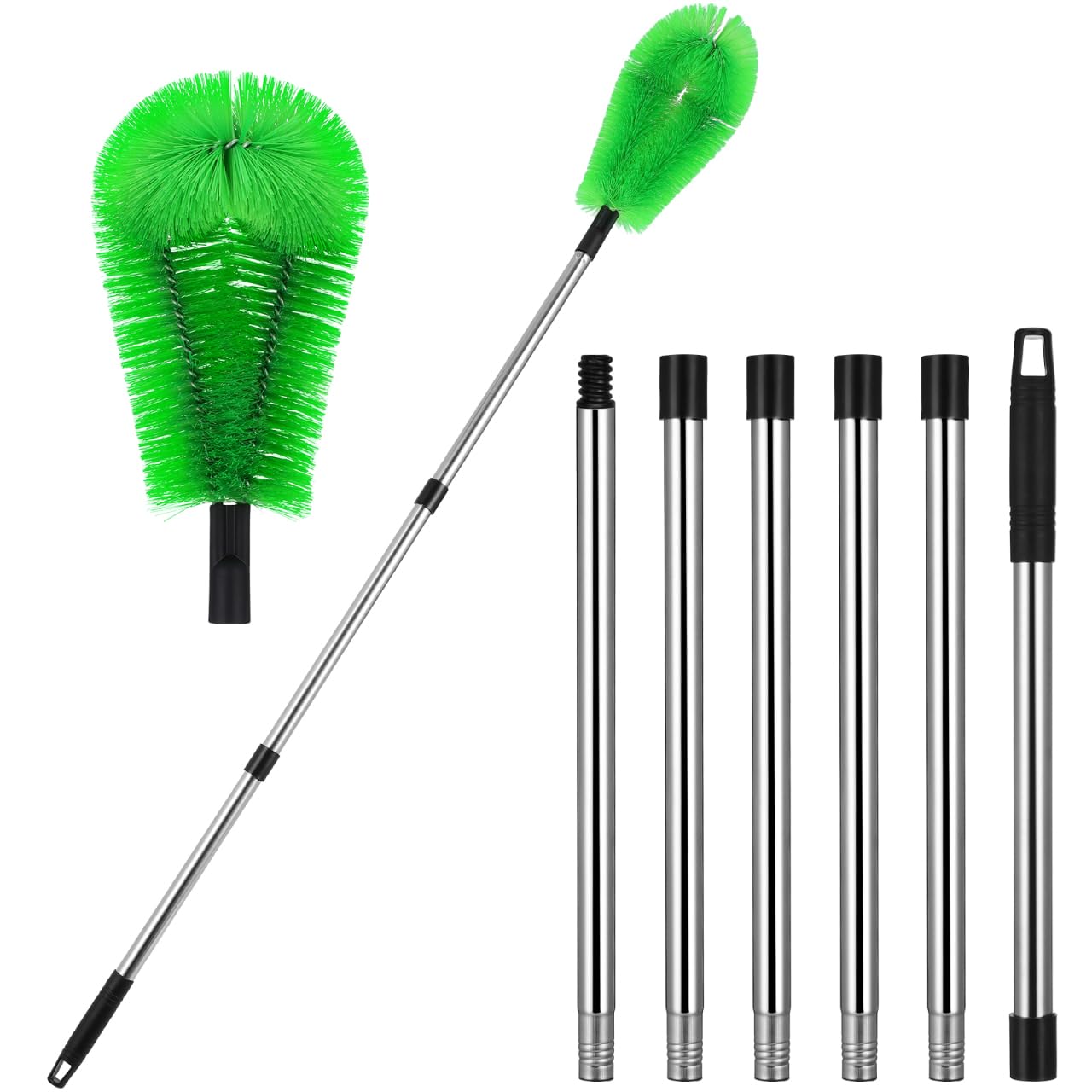 NIYANGLE Adjustable Length Gutter Cleaning Brush with Bendable Head Telescopic Roof and Ceiling Cleaning Tool for High Reach Debris Removal Household Gutter Cleaner