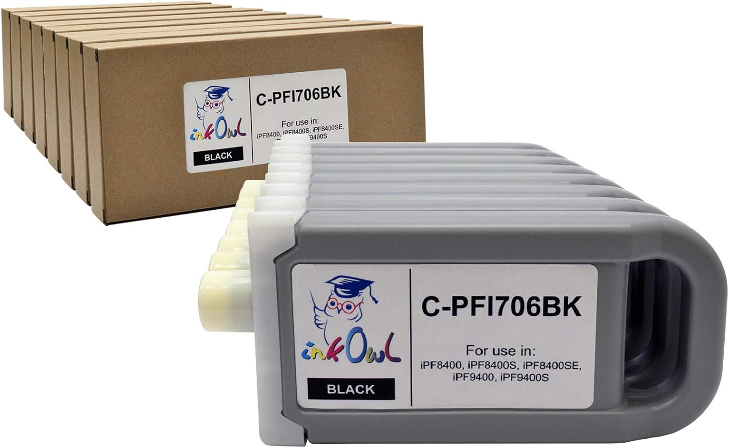 12 Cartouches D'encre InkOwl 700ml Compatibles Canon PFI-706 - Pour IPF8400 IPF9400 - NEUVES