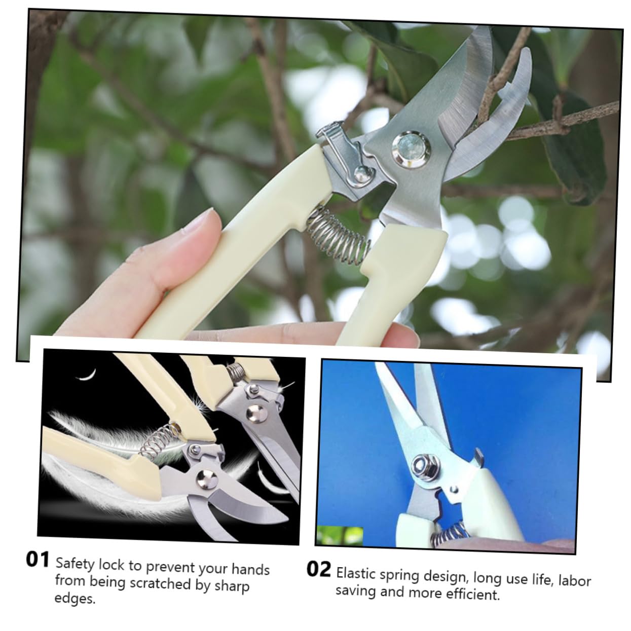 BESTonZON 2 Sätze Gartenschere Handschere Pflanzenschneider Schere Cutter Gartenschneider Werkzeug Clipper Baumschneider Cutter Pflanzenschneider Baumschere Beige Kunststoff 2 Stück * 2