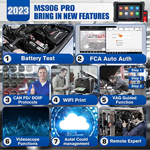 Autel Maxisys Ms906 Pro Diagnostic Scan Tool With Ecu Coding, 2023 Android 10 Ms906Pro Upgrade Of Mk908 Ms906Bt Ms908 Same As Mk906 Pro, 36+ Service, Bidirectional, Can Fd&Doip, 4G&128G, Auto Scan 2.0 #TOP6