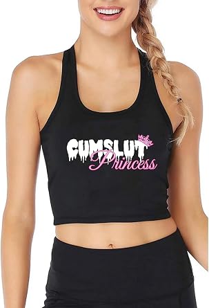 Cumslut Princess Daddys Little Cum Slut Flirty Camisole Cami Tank Top Sleep Wear Fitted Scoop Neck Black