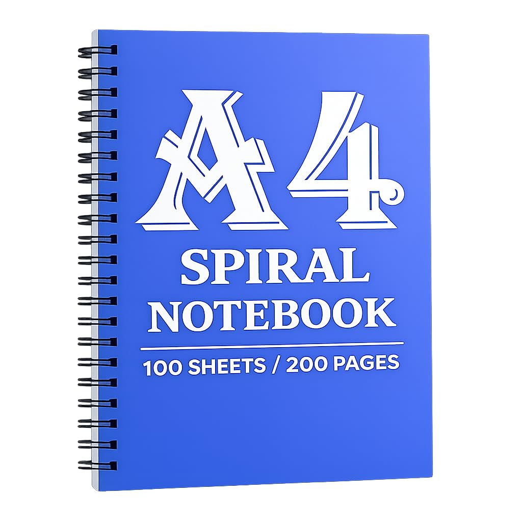 A4 Spiral Notebook – 100 Sheets / 200 Pages, Unruled Blank Pages, Large Size Spiral Bound Notebook for Office, School & College Use |