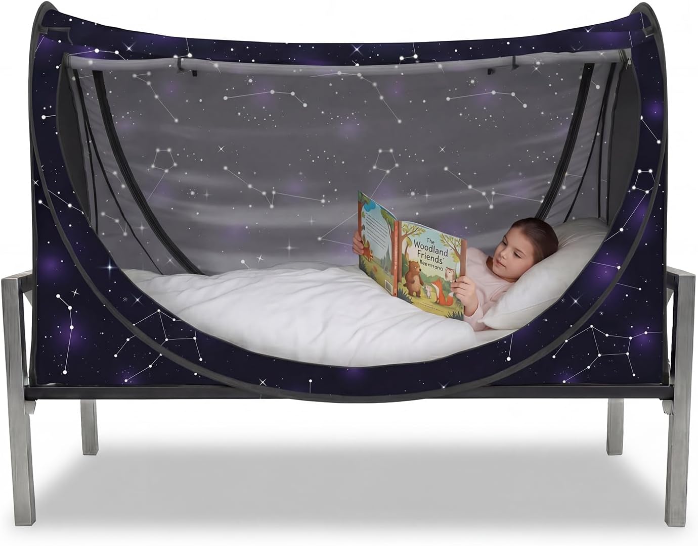 Privacy Pop up Eclipse Bed Tent Bed Drapes (Starry Constellation, Twin)