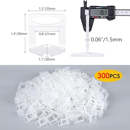 Miniatura 2 de Sistema de nivelación de azulejos, 300 clips espaciadores de azulejos y 100 piezas de cuñas reutilizables, herramientas de instalación de azulejos