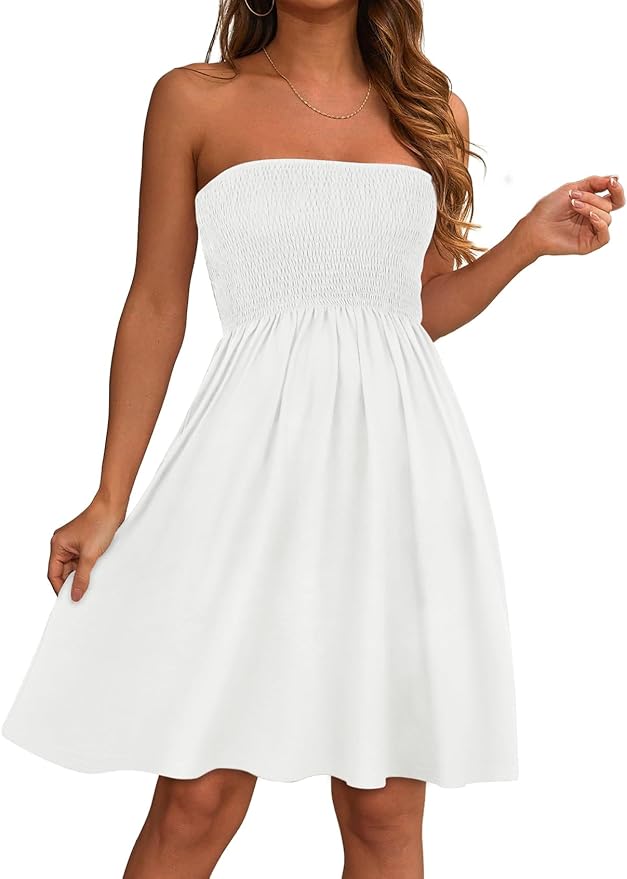 elescat Strapless Beach Cover Up Tube Top Sundress