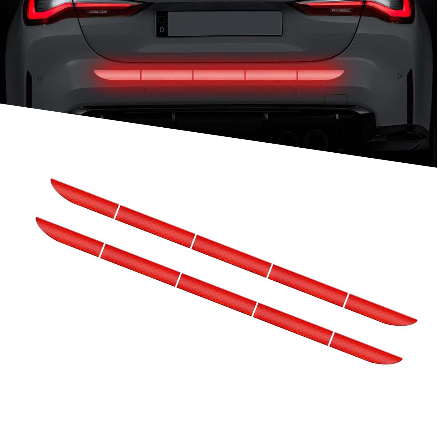 2 Pcs Car Reflective Stickers for MG ZS 2017-2022 2023 2024, Car Warning Safety Reflective Sticker, Waterproof Bumper Reflector, Night Visibility Decals