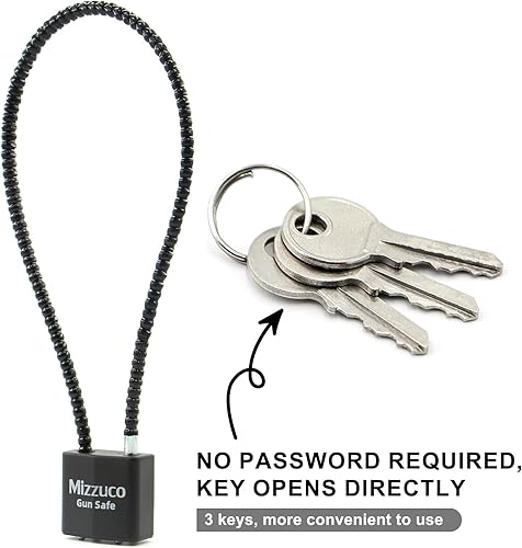 Miniatura 5 de Cerraduras para pistola de cable con llaves, operación simple con llave igual de 15 pulgadas, compatible con pistolas, pistolas, rifles y escopetas,