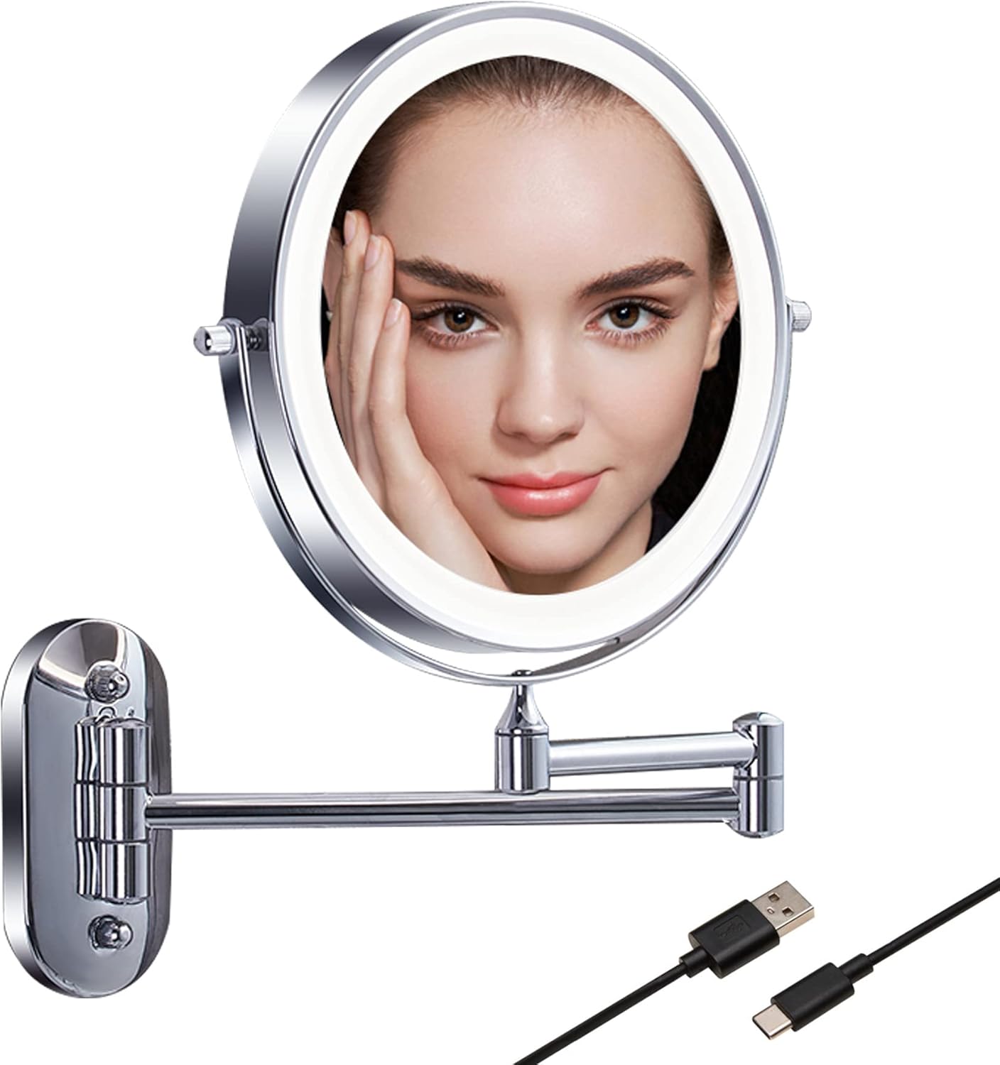 Tushengtu 8”Wall Mounted Makeup Mirror with Intelligent