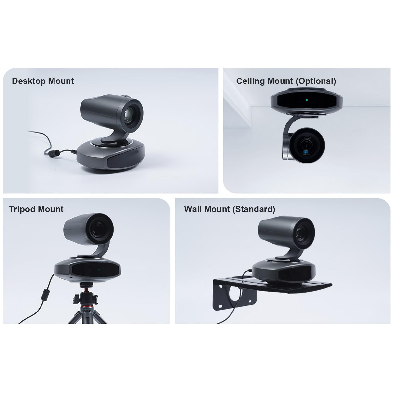 Akozon Telecamera per Videoconferenza, Telecamera PTZ 4K con Tracciamento AI Zoom Ottico 10X USB LAN per Conferenze Didattiche (Spina Europea)