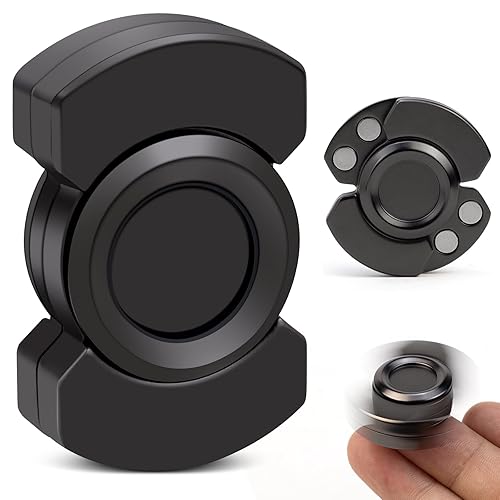 3-in-1 Fidget Toys Adults: Spinner, Slider & Clicker – Magnetic Stainless Steel Bearings for Super-Stable Rotation – Stress Relief, Enhanced Focus, and Habit Breaking, Christmas Party Favor Kid(Black) - Black