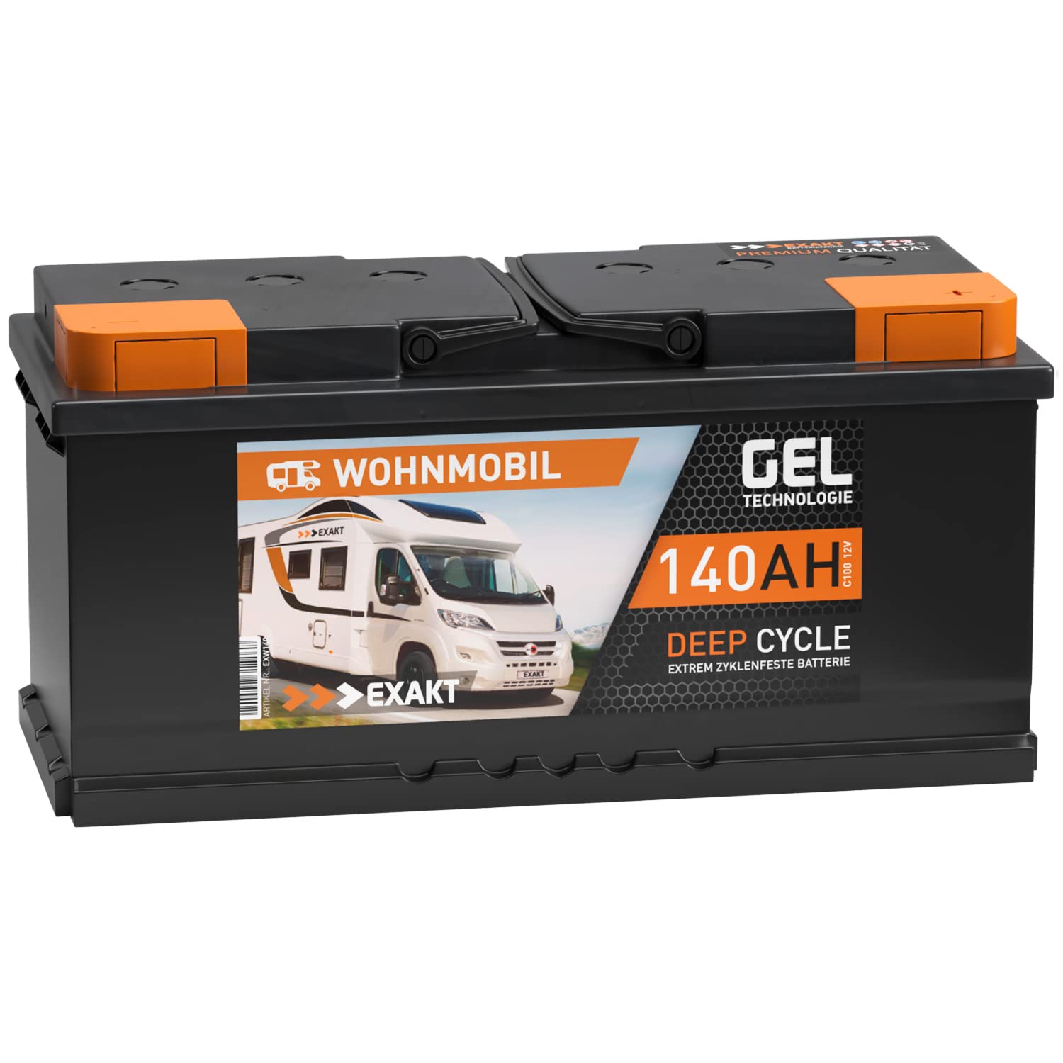 EXAKT batteria solare 12V 140Ah GEL caravan camper barca scarica lenta