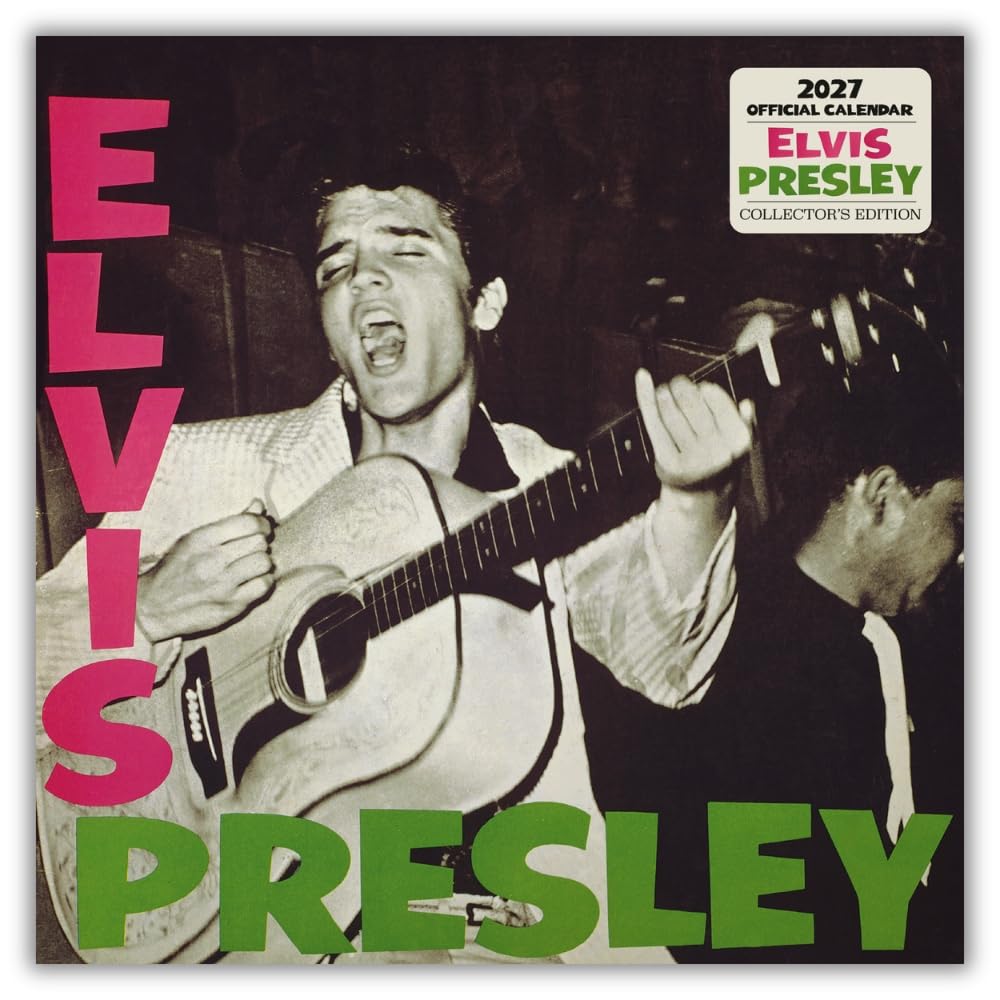 Elvis Presley 2027 Collector’s Edition Record Sleeve Wall Calendar Official Licensed Elvis Calendar, Vinyl Record Sleeve Design, Iconic Photography of the King of Rock ’n’ Roll, Monthly Layout, Gift
