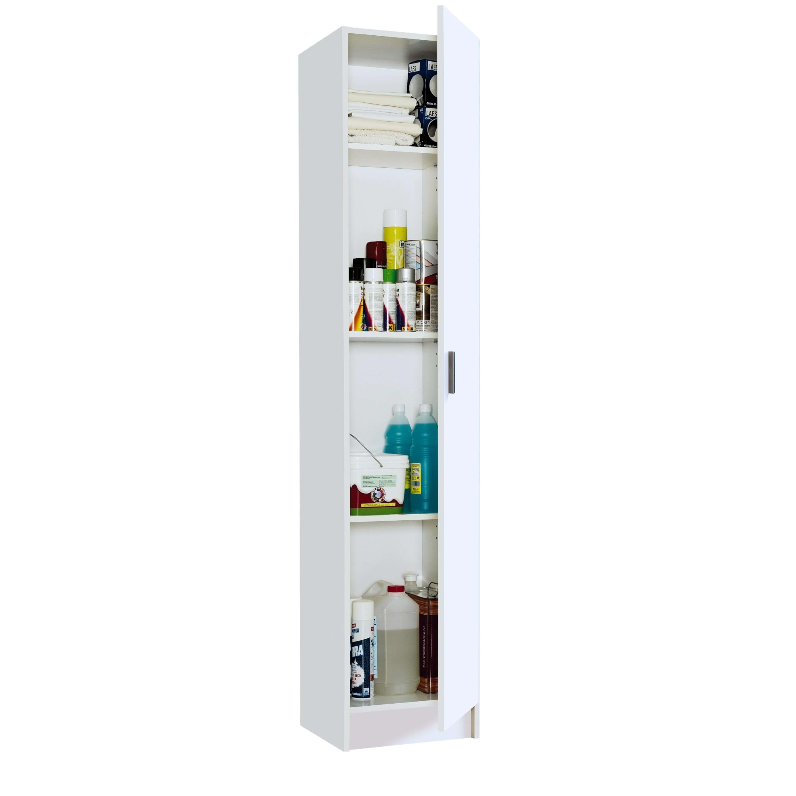 Habitdesign Armario Multiusos, 1 Puerta, Columna, Acabado en Color Blanco Mate, Medidas: 37 cm (Ancho) x 182 cm (Alto) x 37 cm (Fondo)