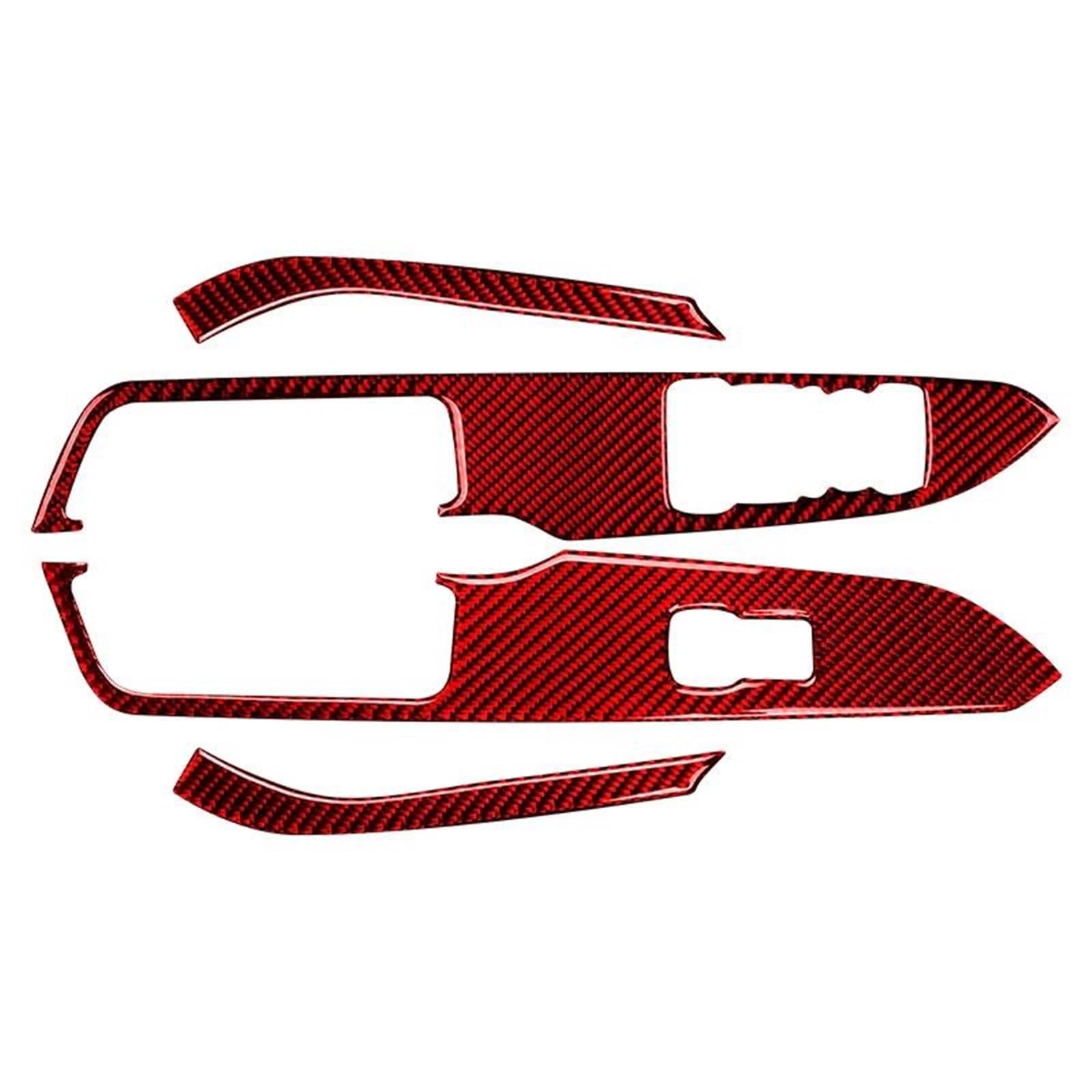 for Ford for Mustang GT 2015-2021 Car Windows Lifting Switch Control Panel Decoration Cover Trim Sticker OOPUHKSY(Red(LHD))