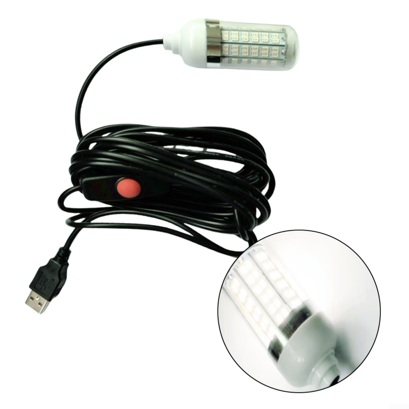 Luz LED de pesca subacuática recargable por USB, lámpara atrayente de peces con 4 colores, luz de señuelo de pesca nocturna para lubina, trucha, camarón, calamar, arenque, pecera roja, piscina
