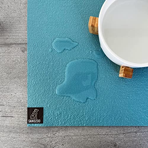 SanoZoo® Napfunterlage - Öko-TEX - Made in Germany - rutschfeste Futtermatte für Hunde & Katzen 80x80cm Grau, wasserfest