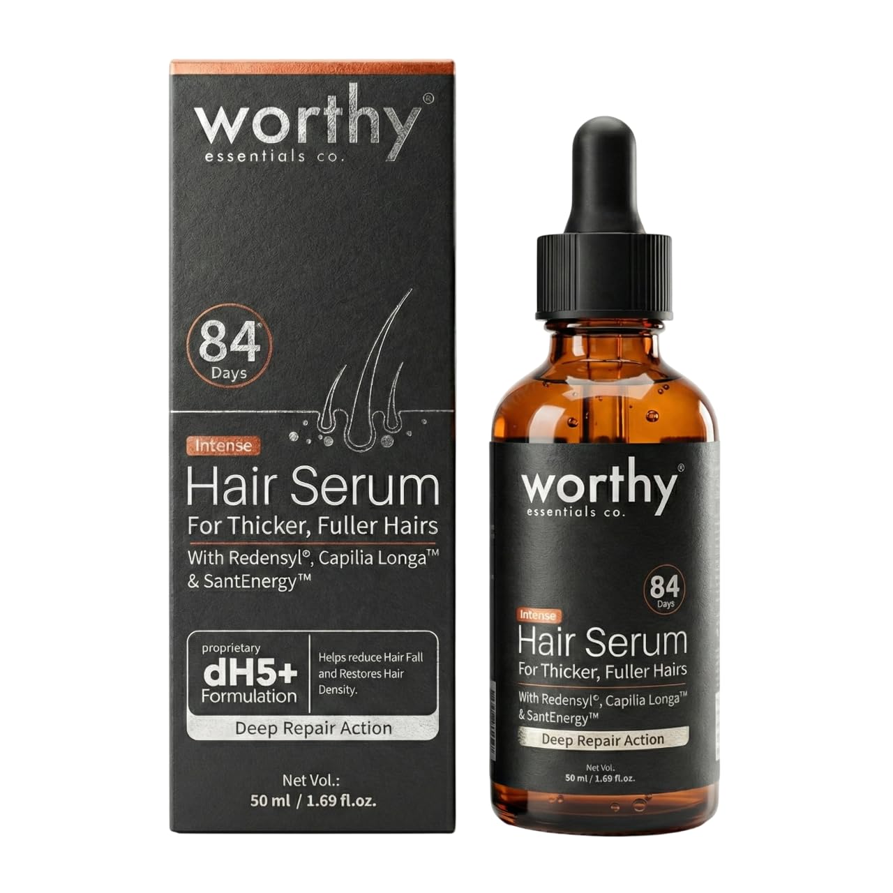 Worthy Essentials Co. 84-Days Intense Hair Growth Serum | with Redensyl, Aminexil, Procapil For Hair Growth & Fall Control | For Men & Women | 50ml-image-16