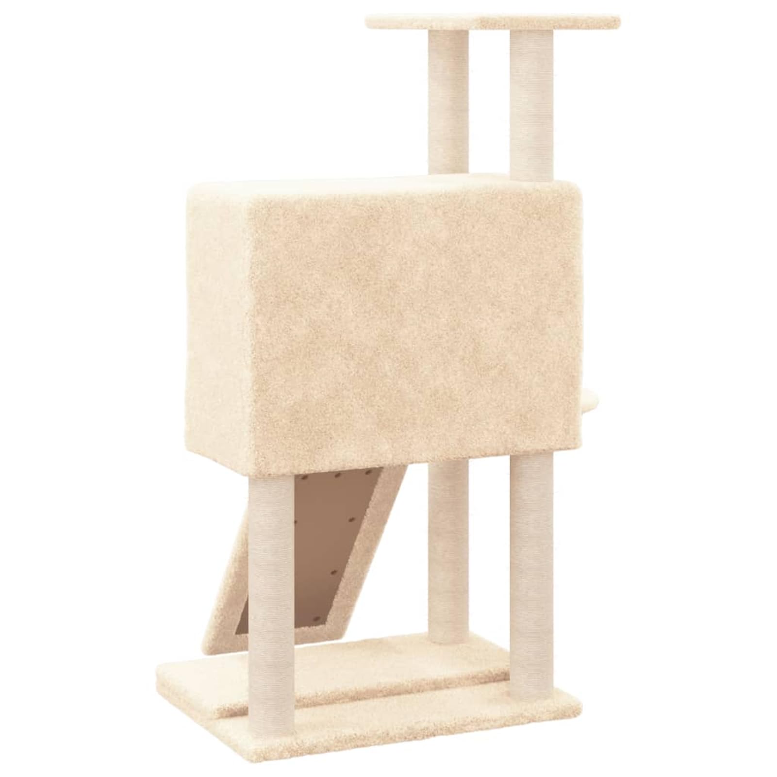 Gecheer Grattoir, tour d'escalade, grattoir pour chat, griffoir pour chats avec poteaux en sisal Crème 96 cm
