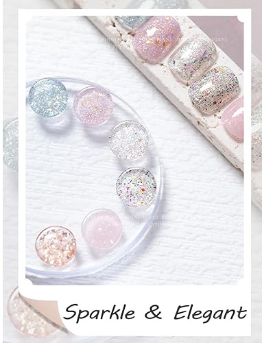 Miniatura 5 de PINNI - Juego de esmaltes de uñas en gel de ópalo con lámpara de uñas, 6 elegantes esmaltes de uñas de gel con purpurina brillante, esmalte de uñas