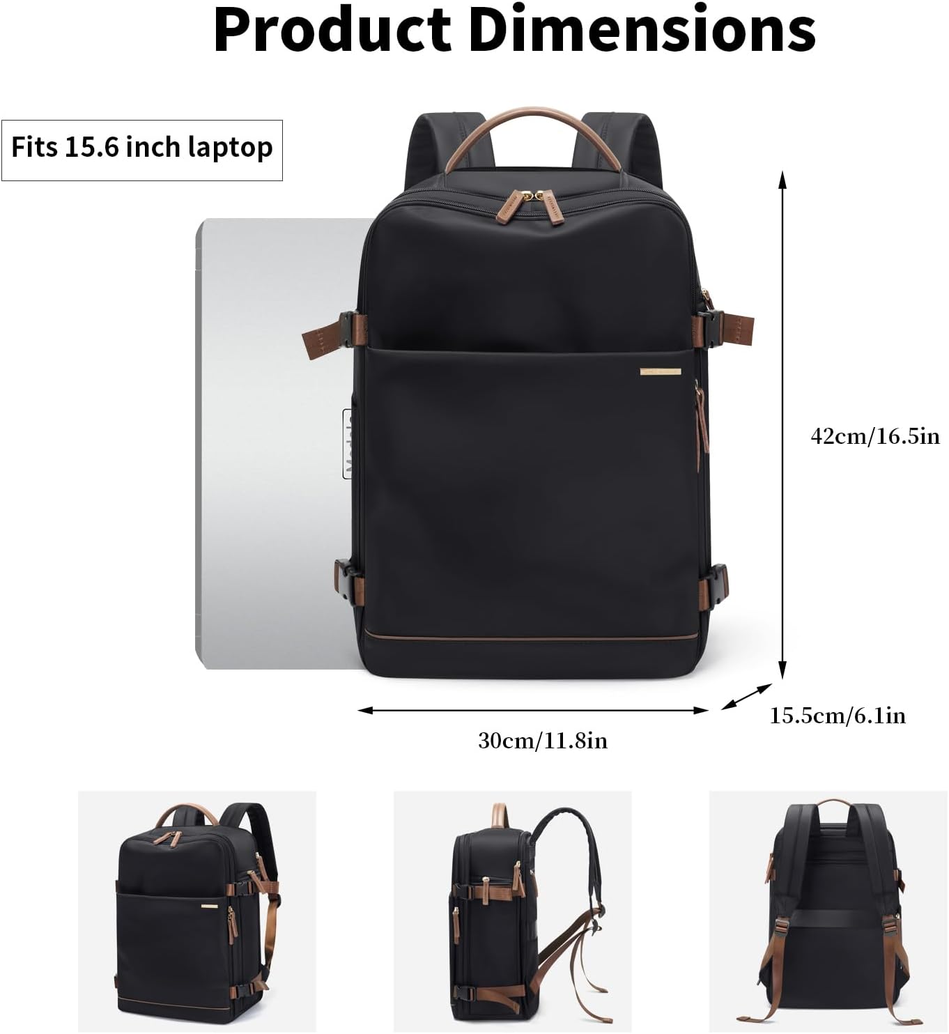 GOLF SUPAGS Laptop Backpack with Separate Laptop Compartment Fits 15.6 Inch Notebook Large Capacity Computer Bag for Women Work Travel College Backpacks (Black)