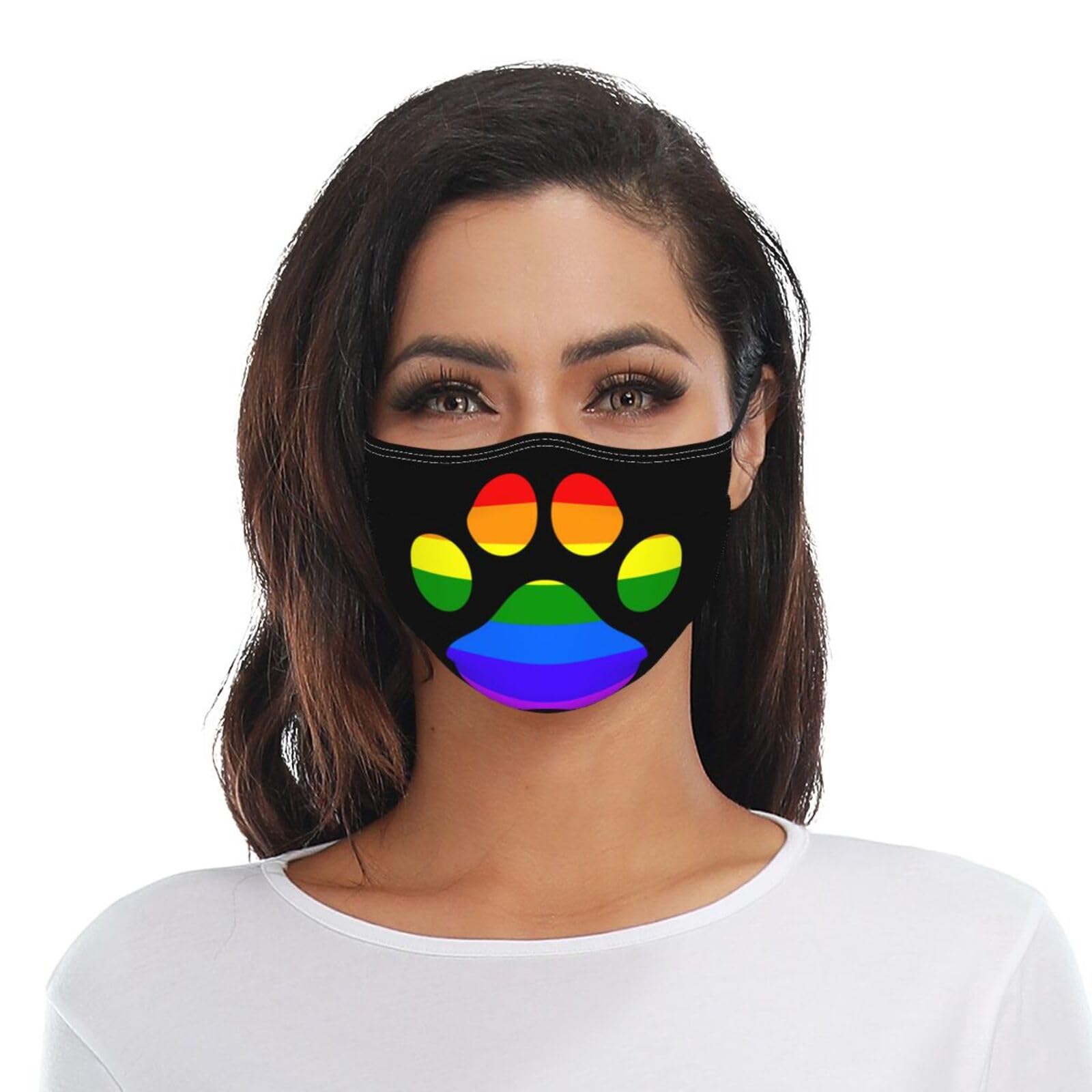 LGBT Gay Lesbian Furry Paw Pride Rainbow Adult Dust Mask Adjustable Dust Face with 2 Filter99