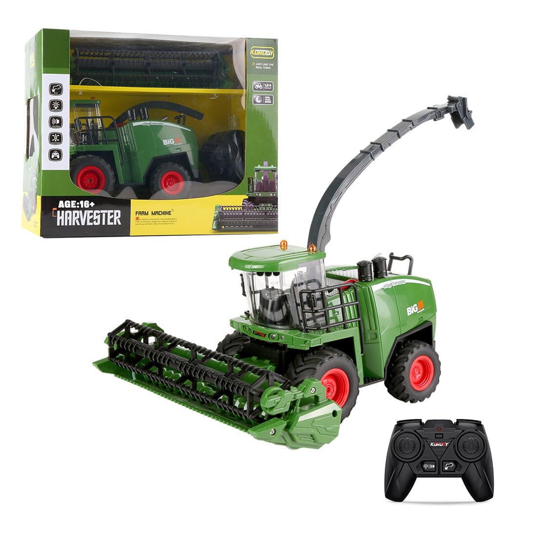 6605 Scala 1:24 RC Grano Harvest Modello 2.4GHz Telecomando Veicolo Agricolo con Luci LED Pronto A Correre