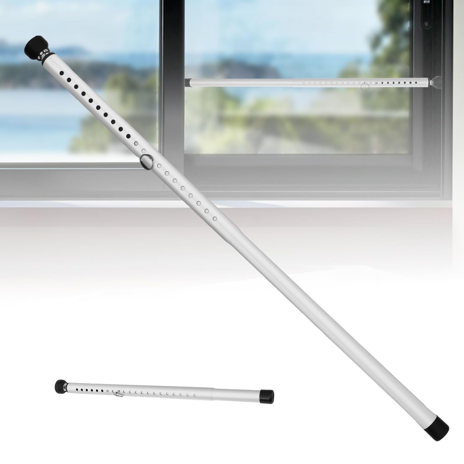 Sliding Door Security Bar 17-53.5inch Adjustable Locking Window Locks with Rubber Tips Patio Door Stopper Anti-Burglar Reinforcement Lock for Home Apartment and Travel(1)