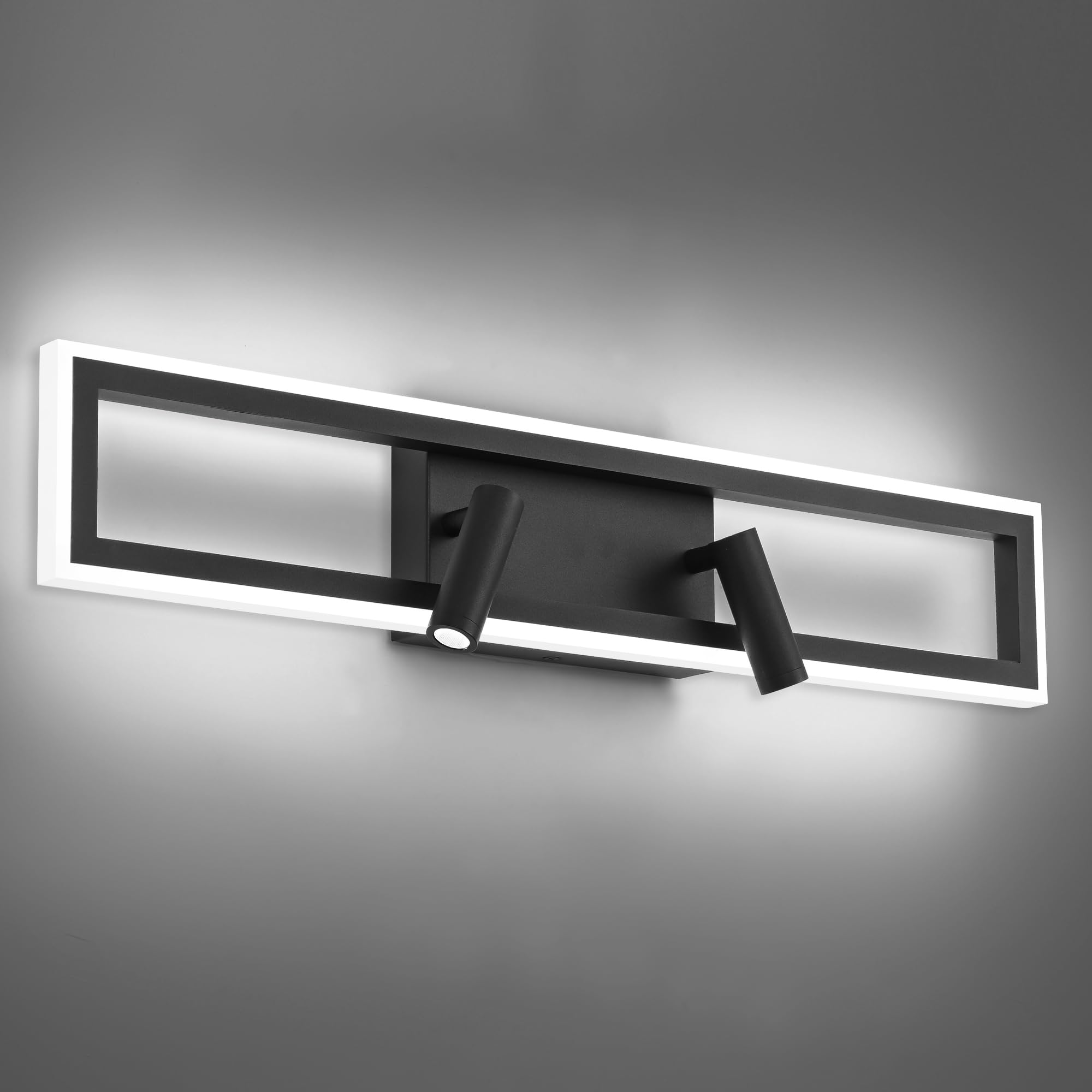 SOLFART 24 Inch 3 Color Temperature Dimmable Vanity Light Black Bathroom Light Fixture Adjustable Light Color 3000K/ 4500K/ 6000K S8400-610-BK-3C