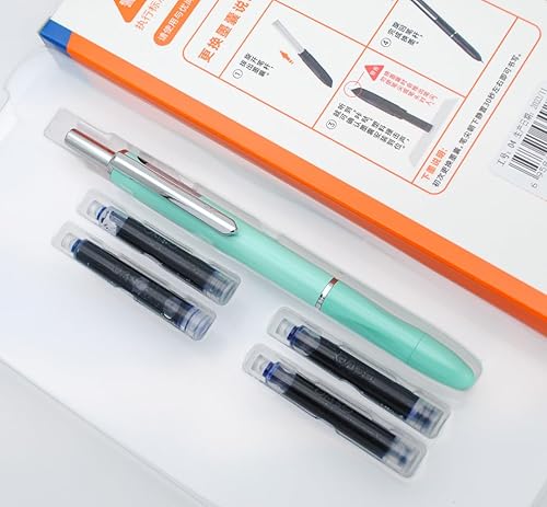 Vista 6 de OASO K016 - Juego de pluma estilográfica retráctil de 0.020 in con 4 cartuchos de tinta azul, escritura suave para estudiantes escolares