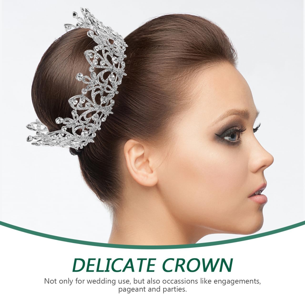 Bridal Rhinestone Crown Tiara Princess Full Round Crystal Crown Wedding Headpiece for Brides - Image 5