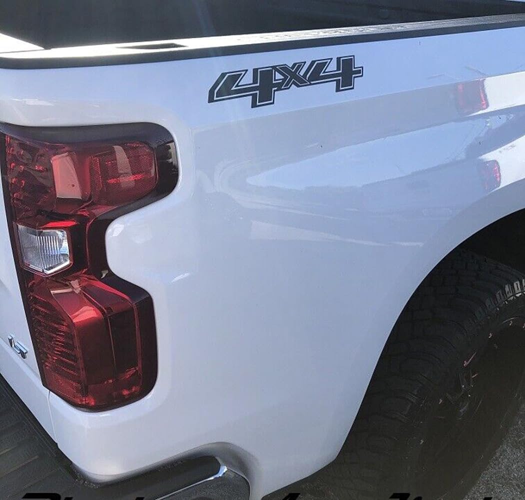2Pc 4x4 Decals Sticker Emblem Replacement for 2014-2018 Chevy Silverado Sierra Truck Bedside (Black)