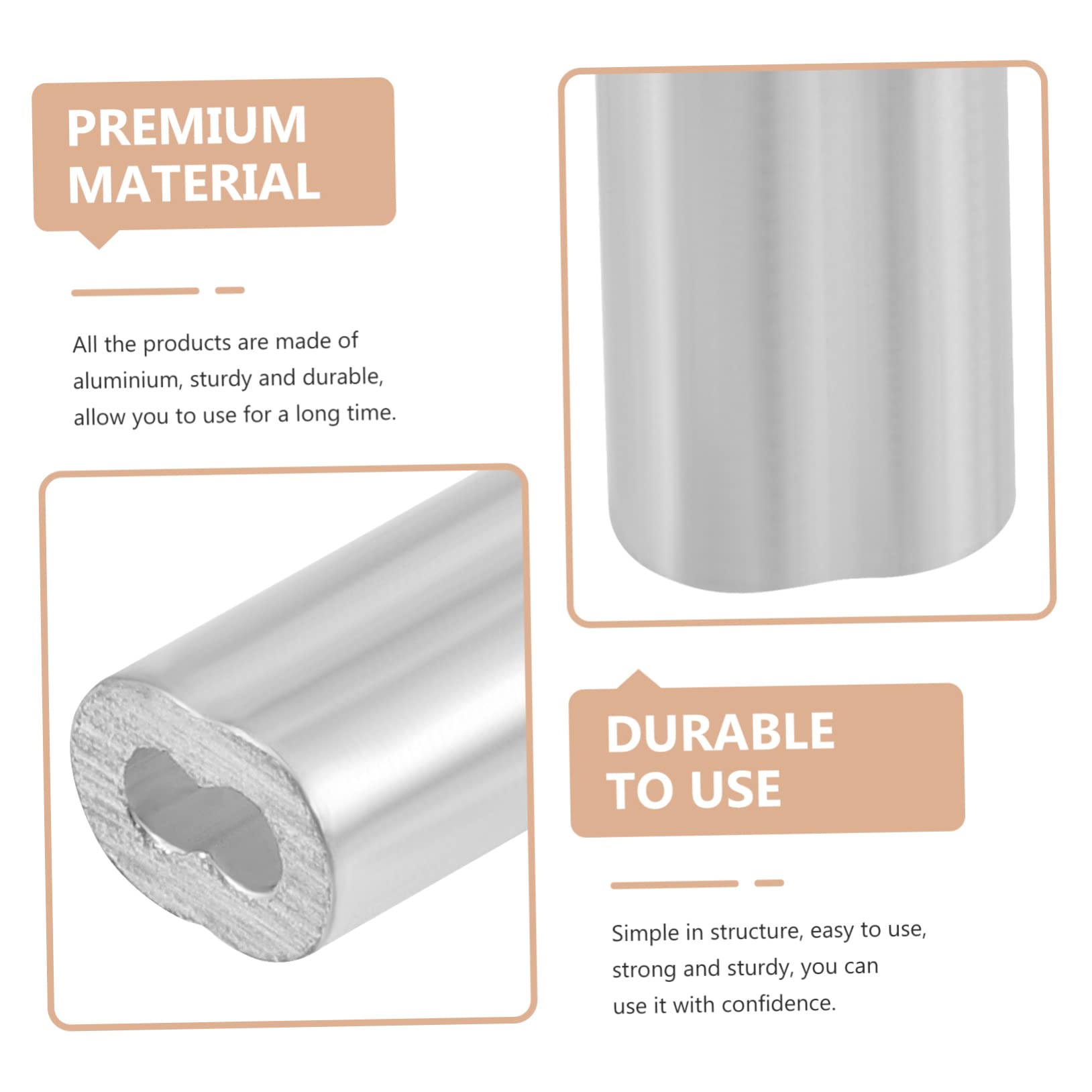 OSOLADY 100pcs 8-shaped Aluminum Sleeve Wire Rope Aluminum Sleeves Wire Rope Fittings Aluminum Sleeve for Wire Rope Aluminum Crimp Sleeves Aluminum Crimp Loop Sleeve Silver