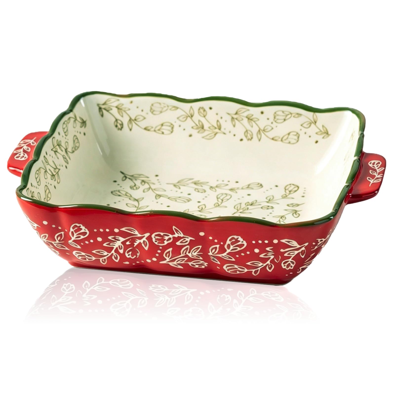 Auflaufform Keramik klein, Auflaufform für 1 Person mit Griffen, Backform & Ofenform hitzebeständig, Kleine Keramikform für Lasagne, Tiramisu & Aufläufe (20x17x5cm)
