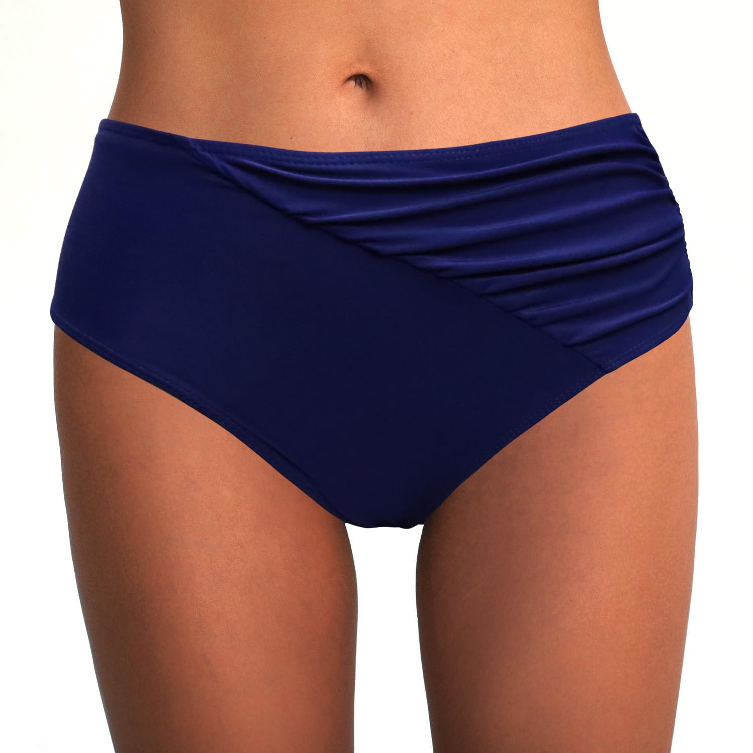 Rayson Braguitas de Bikinis Mujer Cintura Alta Ruched Rayas Parte de Abajo Bikini Vientre Plano Trajes de Baño Mujer