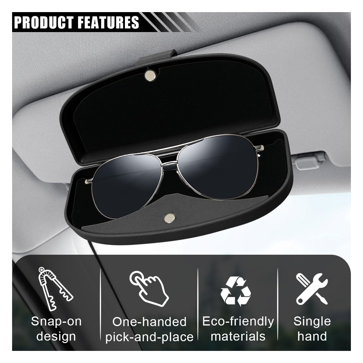 Amazon.com: KITUREK Car Sun Visor Sunglasses Case, Glasses Storage