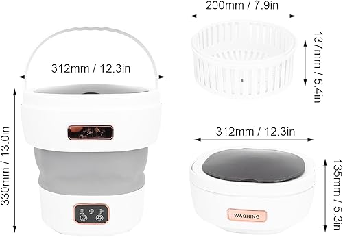 Miniatura 2 de Mumusuki Lavadora portátil de 12 litros, mini lavadora de secado con centrifugado, drenaje automático, plegable, limpieza profunda para ropa