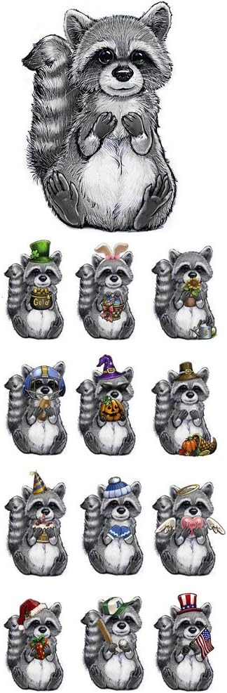 Seasonal Raccoon Decorative Magnetic Set