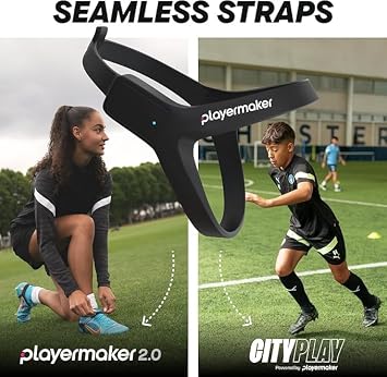 CITYPLAY Soccer Tracker Kit Large + Red Medium Straps, Smart Soccer Tracker for Cleats by Playermaker, Track 25+ Technical & Physical Metrics, Advanced Than GPS