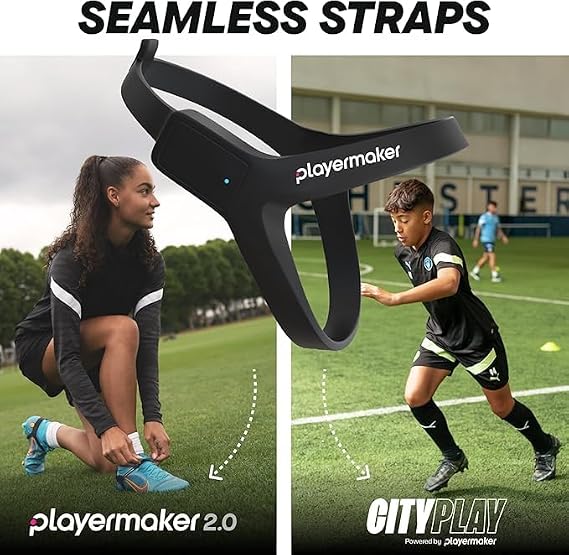 CITYPLAY Soccer Tracker Kit Large + Red Medium Straps, Smart Soccer Tracker for Cleats by Playermaker, Track 25+ Technical & Physical Metrics, Advanced Than GPS