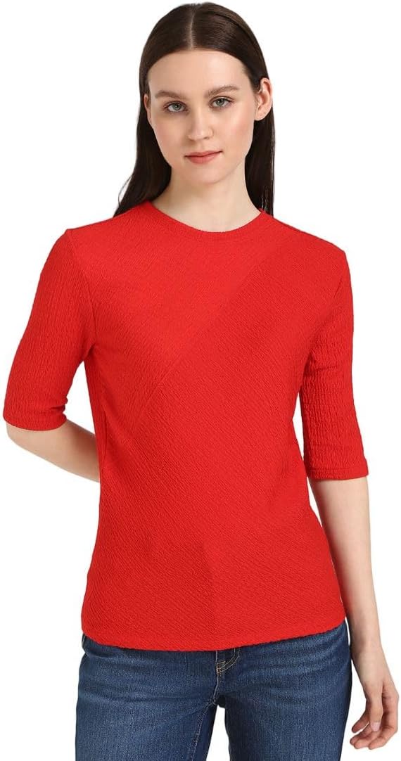 Calvin Klein Women's Textured Knit 3/4 Sleeve Top