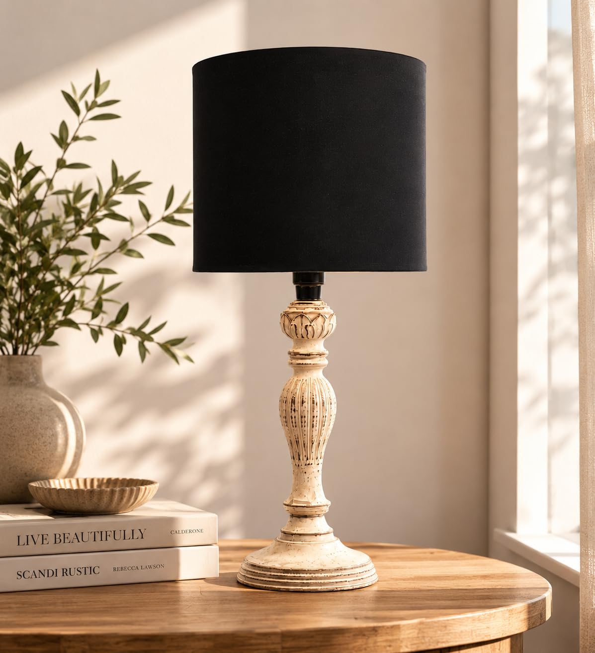 tu casa Mango Wood Table Lamp - Black & Print -3 tu casa Mango Wood Table Lamp - Black & Print -3