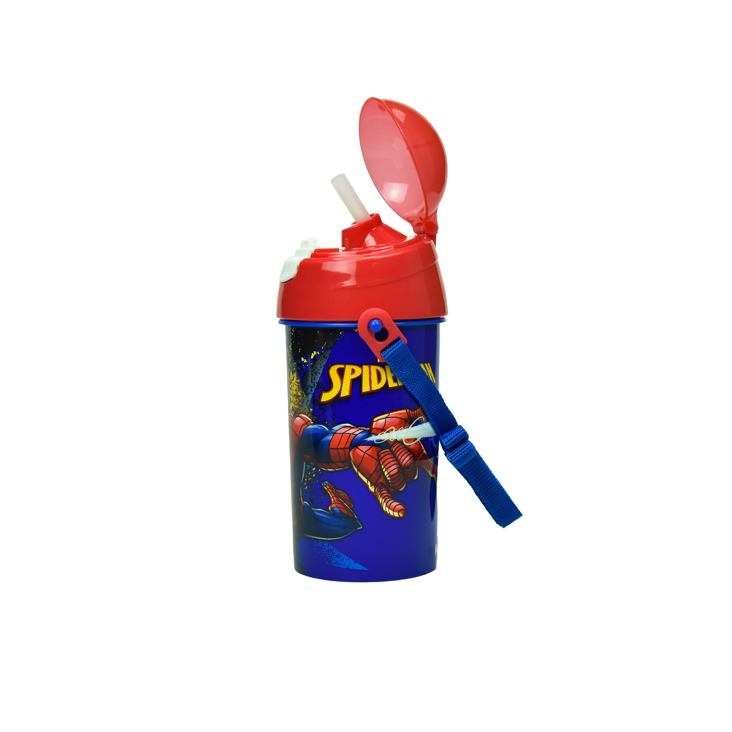 OM SUPPLIES Spiderman Sport Pop Up Water Bottle Drink Bottle Flask with Neck Cord for Easy Carry School Lunch Kids Childrens 500ml (Spiderman) - Image 2