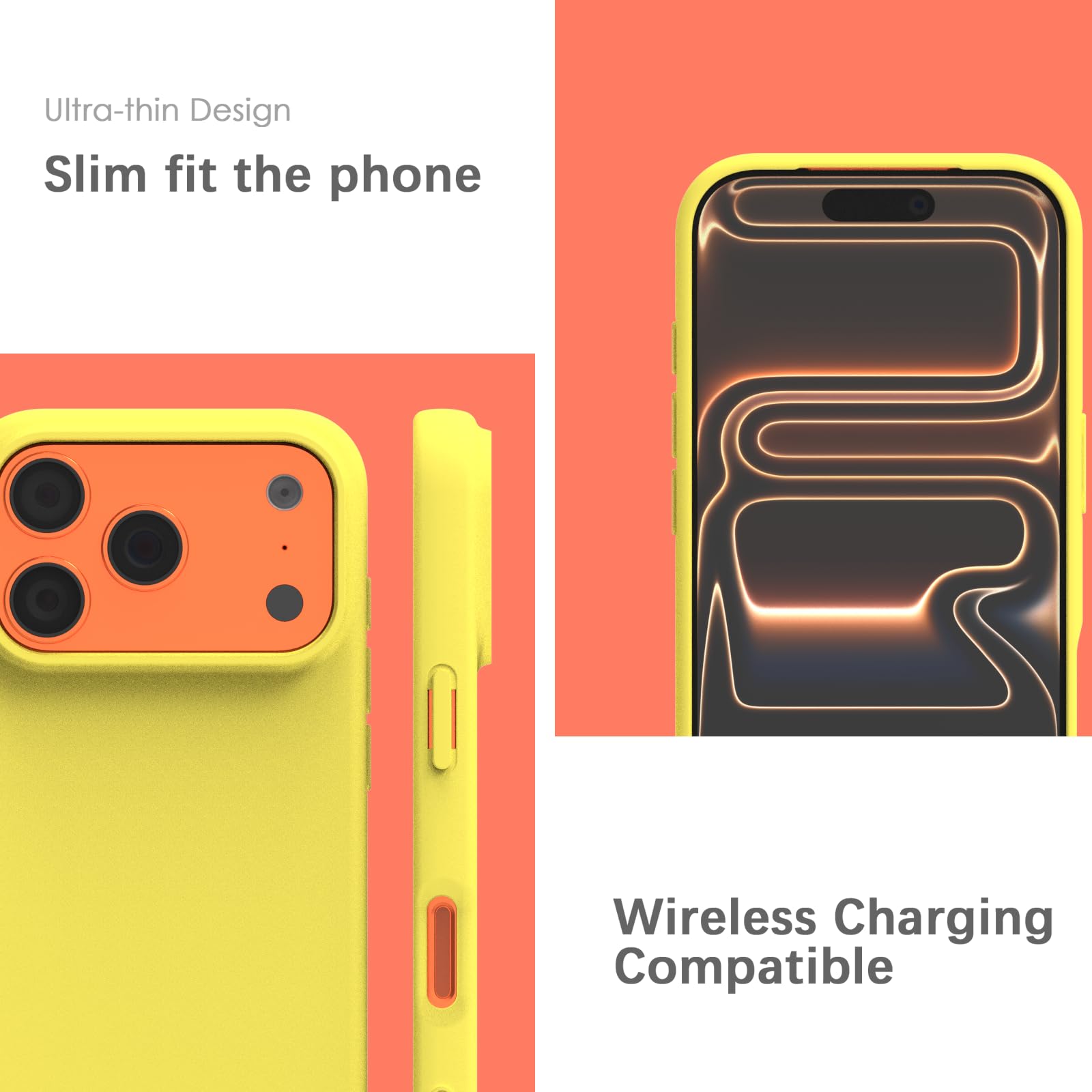 YATWIN Silicone Case for iPhone 17 Pro Max, Soft-Touch, Shockproof, DustProof, Antiskid Phone Cover for Apple iPhone 17 Pro Max - Yellow — Amazon image 5