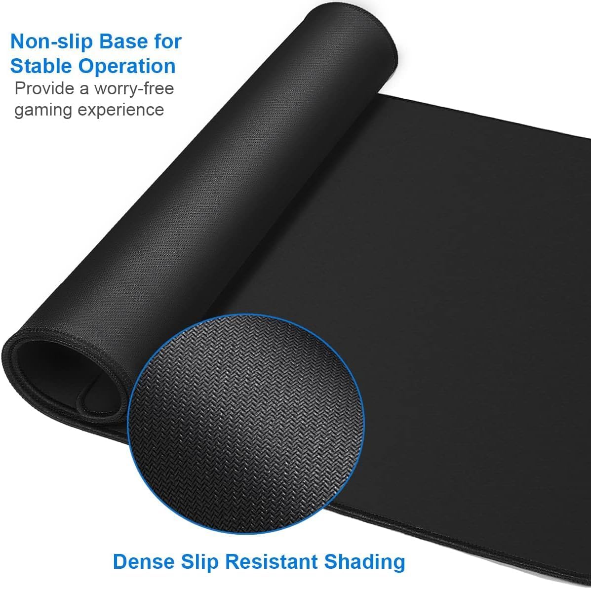Large Extended Gaming Mouse Pad, Water Resist Non-Slip Mousepad Rubber Base Long Desk Mouse Pad with Stitched Edges, Computer Keyboard Mouse Mat for Gaming, Office & Home, 31.5 x 11.7 in, Black - Image 3